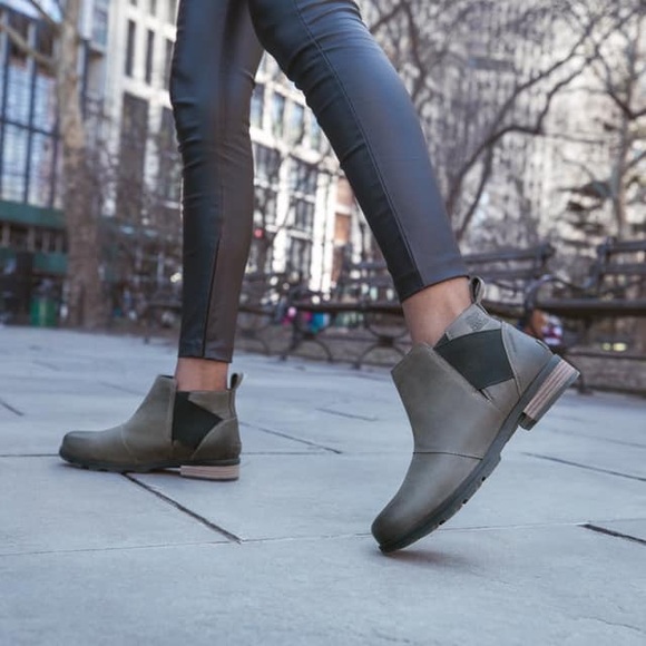 SOREL • Emelie chelsea boots Quarry grey taupe leather waterproof low ankle - Picture 4 of 12